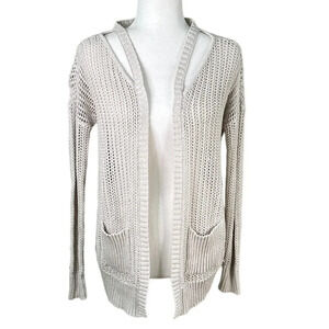 MIAMI Boutique Open Weave Knit Sweater Cardigan with Shoulder Detail - small